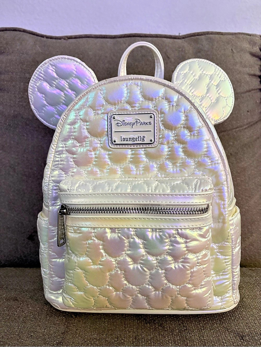 Loungefly Mickey Mouse Icon Iridescent Quilted Mini Backpack